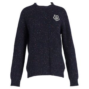 Moschino Logo Patch Sweater in Navy Blue Wool